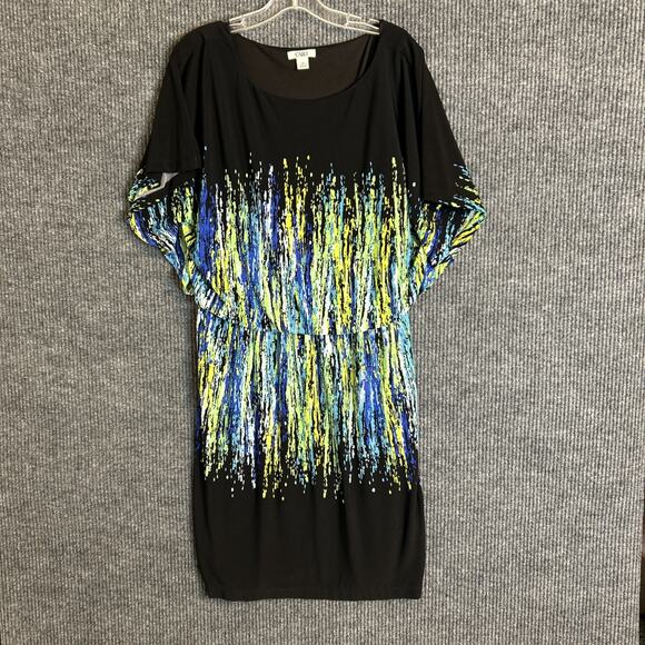 Cato Womens Shift Dress Size XL Abstract Short Sleeve Stretch Office Career - Picture 1 of 9